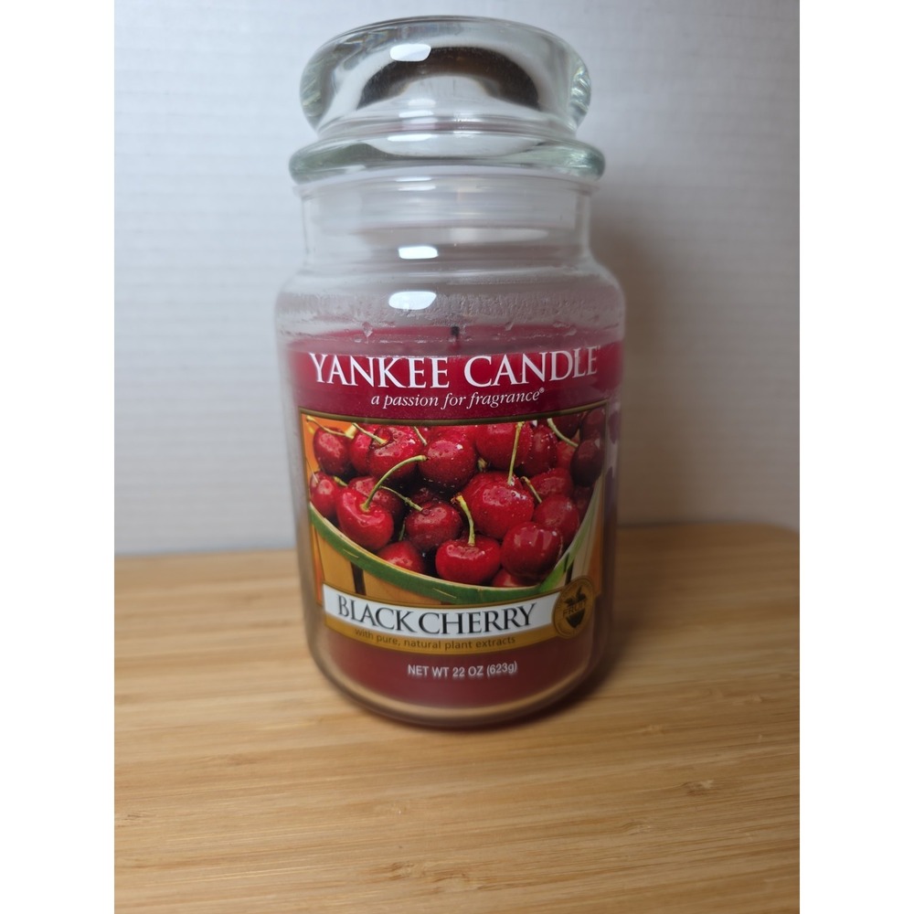 Yankee Candle BLACK CHERRY Large Jar 22 Oz Red Housewarmer Wax Fruit